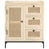 Sideboard 23.6"x13.8"x27.6" Solid Mango Wood and Natural Cane - Brown