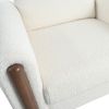 LUXURIOUS OVERSIZED ACCENT CHAIR – PLUSH UPHOLSTERED SINGLE SEAT WITH CURVED HANDRAIL & WALNUT LEGS – ELEGANT WHITE LIVING ROOM CHAIR