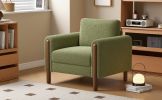 OVERSIZED GREEN ACCENT CHAIR | LUXE UPHOLSTERED SOFA WITH WALNUT LEGS & CURVED ARMS