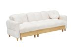 BEIGE 3-SEATER TECH CLOTH LIFT SOFA BED | COMPACT STORAGE SOFA FOR SMALL SPACES