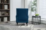 NAVY WOOD FRAME ACCENT CHAIR - MODERN LOUNGE SEATING WITH STURDY WOOD LEGS | COOLMORE ARMCHAIR FOR LIVING ROOM & BEDROOM