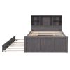 ULTIMATE FULL-SIZE PLATFORM BED w/ STORAGE, USB CHARGING, TWIN TRUNDLE & 3 DRAWERS | ANTIQUE BROWN