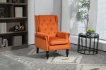 VIBRANT ORANGE MODERN WOOD ACCENT CHAIR | STYLISH COOLMORE LOUNGE SEAT - STURDY WOOD FRAME & LEGS FOR LIVING ROOM/BEDROOM