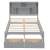 FULL SIZE GRAY PLATFORM BED w/ STORAGE HEADBOARD & 2 DRAWERS | MODERN SLEEP SOLUTION