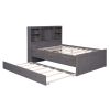 ULTIMATE FULL-SIZE PLATFORM BED w/ STORAGE, USB CHARGING, TWIN TRUNDLE & 3 DRAWERS | ANTIQUE BROWN