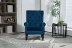 NAVY WOOD FRAME ACCENT CHAIR - MODERN LOUNGE SEATING WITH STURDY WOOD LEGS | COOLMORE ARMCHAIR FOR LIVING ROOM & BEDROOM