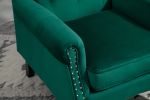 STYLISH GREEN WOOD FRAME ACCENT CHAIR – MODERN LOUNGE SEATING FOR LIVING ROOM & BEDROOM