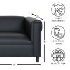 Black Broadway Faux Leather Loveseat Sofa for Living Room