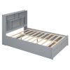 FULL SIZE GRAY PLATFORM BED w/ STORAGE HEADBOARD & 2 DRAWERS | MODERN SLEEP SOLUTION