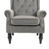 COOLMORE Wood Frame Armchair, Modern Accent Chair Lounge Chair with Sturdy Wood Legs for Living Room Bedroom(Dark Gray)