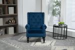 NAVY WOOD FRAME ACCENT CHAIR - MODERN LOUNGE SEATING WITH STURDY WOOD LEGS | COOLMORE ARMCHAIR FOR LIVING ROOM & BEDROOM