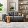 Couches for Living Room,Modern Fabric Upholstered Sofa Tufted Couch with Square Arm and 4 Solid Wood Legs 2 Pillows Decor for Living Room, Office