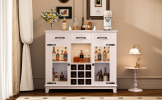 47" MODERN FARMHOUSE BUFFET CABINET WITH LED & WINE RACK