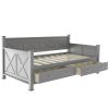 Rustic Gray Twin Size Daybed with 2 Spacious Drawers | Modern X-Frame Design for Cozy Casual Style