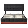 LUXURY BLACK QUEEN PLATFORM BED | PU LEATHER, LED LIGHTS, HYDRAULIC STORAGE & USB