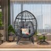 Wicker Egg Chair Indoor Basket Wicker Chair with Grey Cushion