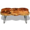 Rustic Elegance: 13.8" Solid Sheesham Wood Coffee Table with 6 Trunks – Timeless Brown Beauty