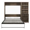 Space-Saving Full Size Murphy Wall Bed with 1 Side Cabinet Storage Shelf | Versatile Brown Foldable Bed for Guest Room & Home Office