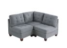 Living Room Furniture Tufted Armless Chair Grey Linen Like Fabric 1pc Armless Chair Cushion Nail heads Wooden Legs