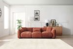 VIBRANT ORANGE MID-CENTURY MODERN 3-SEATER SOFA | PERFECT LIVING ROOM CENTERPIECE