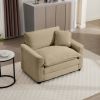 Tan Corduroy Fabric, Comfortable Single Chair Deep Seat Sofa With One Pillow, Suitable for Living Room and Bedroom, Club Multiple Occasions