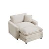 Comfortable Single Chair Deep Seat Sofa With Footstool With One Pillow