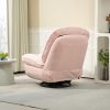 PINK 360° SWIVEL RECLINER | CHENILLE GLIDER CHAIR W/ BLACK METAL BASE