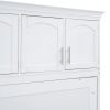 Queen Size Murphy Bed Wall Bed with Top Cabinets,White