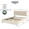 Luxurious Anna Queen Size Ivory Velvet Wingback Bed with Exclusive 4-Drawer Storage | Elegant Upholstered Platform Design