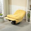 360Â° Swivel Recliner Adjustable Chair Chenille Glider Swivel Reclining Sofa Chair with Black Metal Round Base - Yellow