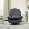 360Â° Swivel Recliner Adjustable Chair Chenille Glider Swivel Reclining Sofa Chair with Black Metal Round Base - Gray