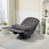 360Â° Swivel Recliner Adjustable Chair Chenille Glider Swivel Reclining Sofa Chair with Black Metal Round Base - Gray