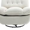 360Â° Swivel Recliner Adjustable Chair Chenille Glider Swivel Reclining Sofa Chair with Black Metal Round Base - Beige