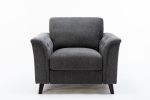 Stanton Dark Gray Linen Chair with Tufted Arms