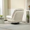 360Â° Swivel Recliner Adjustable Chair Chenille Glider Swivel Reclining Sofa Chair with Black Metal Round Base - Beige