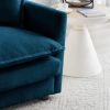 Chenille Two-Seater Sofa with 1 Footrest, 2 Seater L-Shaped Sectional with Ottoman,Loveseat with Ottoman for Small Living Space,Blue Chenille