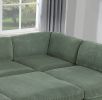 LUXE SAGE GREEN 6-PC MODULAR SECTIONAL | CORDUROY COUCH WITH OTTOMAN & CORNER WEDGE | CUSTOMIZABLE LIVING ROOM SOFA SET