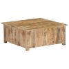 Rustic Solid Mango Wood Coffee Table 27.6"x27.6" | Square Brown Low Profile Accent Table for Living Room