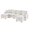 ULTIMATE 6-SEAT U-SHAPE MODULAR SOFA | CHENILLE SECTIONAL COUCH SET W/ PILLOWS