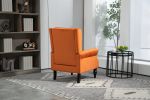 VIBRANT ORANGE MODERN WOOD ACCENT CHAIR | STYLISH COOLMORE LOUNGE SEAT - STURDY WOOD FRAME & LEGS FOR LIVING ROOM/BEDROOM