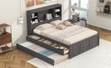 ULTIMATE FULL-SIZE PLATFORM BED w/ STORAGE, USB CHARGING, TWIN TRUNDLE & 3 DRAWERS | ANTIQUE BROWN