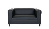 Black Broadway Faux Leather Loveseat Sofa for Living Room