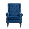 NAVY WOOD FRAME ACCENT CHAIR - MODERN LOUNGE SEATING WITH STURDY WOOD LEGS | COOLMORE ARMCHAIR FOR LIVING ROOM & BEDROOM