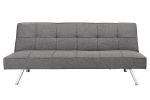 Chic Metal Frame Futon Sofa Bed with Sleek Stainless Legs – Stylish and Versatile Comfort