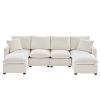 ULTIMATE 6-SEAT U-SHAPE MODULAR SOFA | CHENILLE SECTIONAL COUCH SET W/ PILLOWS