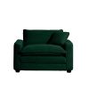 Green Corduroy Fabric, Comfortable Single Chair Deep Seat Sofa With One Pillow, Suitable for Living Room and Bedroom, Club Multiple Occasions