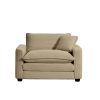 Tan Corduroy Fabric, Comfortable Single Chair Deep Seat Sofa With One Pillow, Suitable for Living Room and Bedroom, Club Multiple Occasions