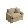 Tan Corduroy Fabric, Comfortable Single Chair Deep Seat Sofa With One Pillow, Suitable for Living Room and Bedroom, Club Multiple Occasions