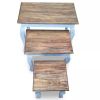 Nesting Table Set 3 Pieces Solid Reclaimed Wood - Brown