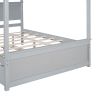 Wood Canopy Bed with Trundle Bed ,Full Size Canopy Platform bed With Support Slats .No Box Spring Needed, Brushed Gray